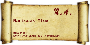 Maricsek Alex névjegykártya